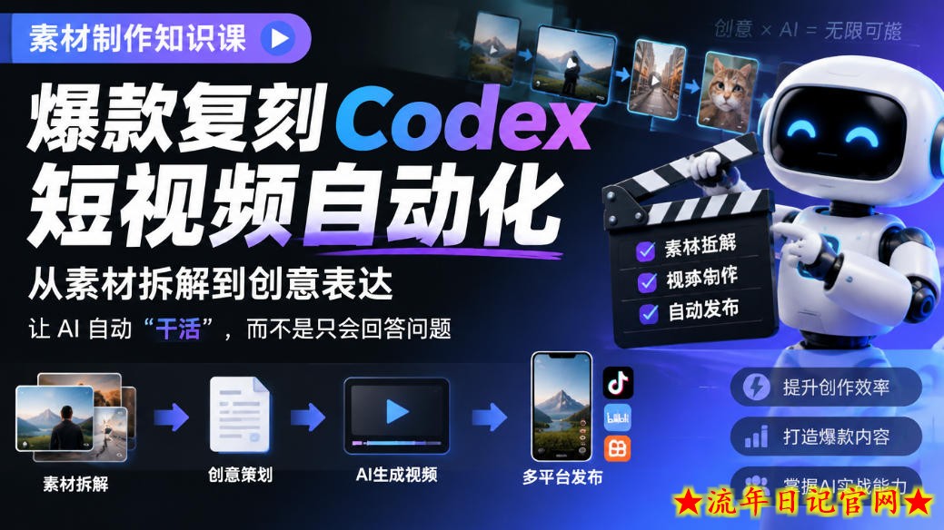 素材制作知识课,爆款复刻Codex短视频自动化,从素材拆解到创意表达,让AI自动“干活”,而不是只会回答问题插图 素材制作知识课,爆款复刻Codex短视频自动化,从素材拆解到创意表达,让AI自动“干活”,而不是只会回答问题