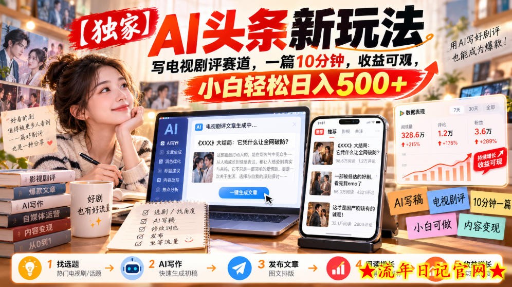 【独家】AI头条新玩法,写电视剧评赛道,一篇10分钟,收益可观,小白轻松日入500+插图 【独家】AI头条新玩法,写电视剧评赛道,一篇10分钟,收益可观,小白轻松日入500+