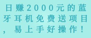 日赚2000元的蓝牙耳机免费送项目解密【2022年1月视频教程】-流年日记