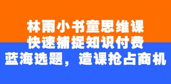 林雨小书童思维课：快速捕捉知识付费蓝海选题，造课抢占商机-流年日记