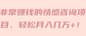 非常赚钱的情感咨询项目,轻松月入几万+!【视频教程】-流年日记