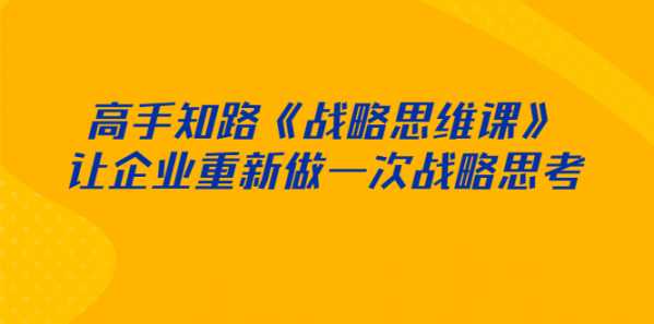 高手指路《战略思维课》让企业重新做一次战略思考-流年日记