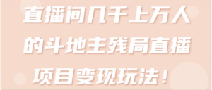直播间几千上万人的斗地主残局直播项目变现玩法!【视频教程】-流年日记