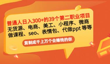 普通人日入300+年入百万+的39个副业项目视频教程：无货源、电商、小程序、微商 等等-流年日记