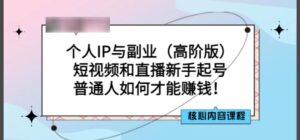 个人IP与副业(高阶版)短视频和直播新手起号-普通人如何才能赚钱-流年日记