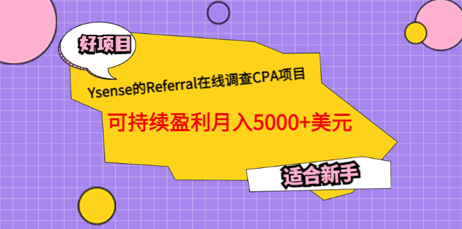 Ysense的Referral在线调查CPA项目，可持续盈利月入5000+美元，适合新手-流年日记