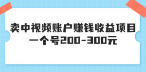 某599元收费培训:卖中视频账户赚钱收益项目,一个号200-300元-流年日记