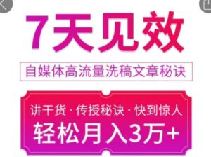 7天见效自媒体高流量洗稿文章秘诀,轻松月入3万+快到惊人干货秘诀-流年日记