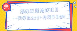 某东无限撸钱项目,新手可做一天保底200+的项目拆解!【视频教程】-流年日记