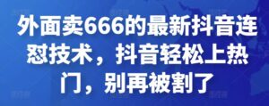 外面卖666的最新抖音连怼技术,抖音轻松上热门,别再被割了-流年日记