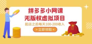 2023黄岛主·拼多多小网课无版权虚拟项目分享课:起店之后每天100-200收入课程-流年日记