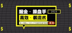 2023掘金·操盘手(高效·截流术)单人·月撸2万+当天上手快速变现操作简单实战演示教程-流年日记