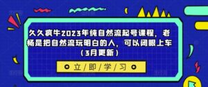 久久疯牛2023年纯自然流起号课程,老杨是把自然流玩明白的人,可以闭眼上车(3月更新)-流年日记