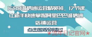 1688诚信通运营精英班2023,17节课让新手快速掌握阿里巴巴诚信通店铺运营视频教程-流年日记