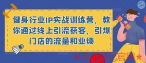 健身行业IP实战训练营,2023教你通过线上引流获客,引爆门店的流量和业绩原价2980课程-流年日记