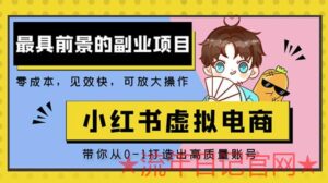 2023小红书蓝海大市场虚拟电商项目，手把手带你打造出日入2000+高质量红薯账号零成本副业项目-流年日记
