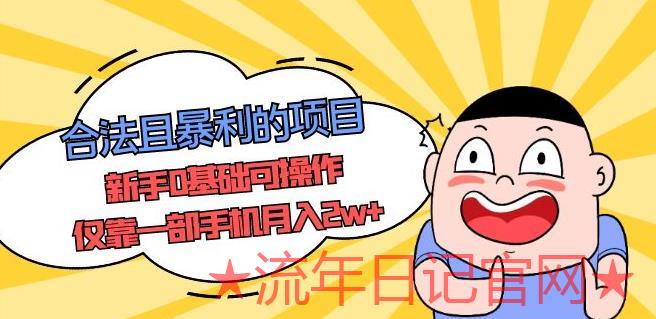 2023合法且暴利的项目，新手0基础可操作，仅靠一部手机月入2w+-流年日记