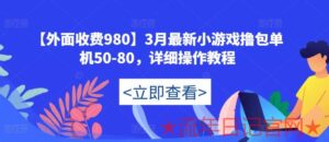 2023网上收费980元最新3月小游戏撸包单机50-80,创业项目详细操作教程-流年日记