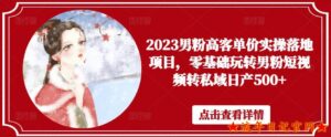 2023男粉高客单价实操落地项目,零基础玩转男粉短视频转私域日产500+-流年日记