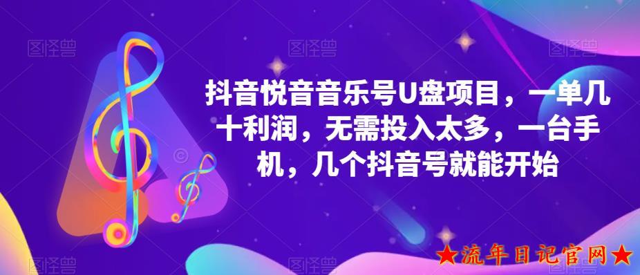 2023抖音音乐号U盘项目，一单几十利润，无需投入太多，一台手机，几个抖音号就能开始-流年日记