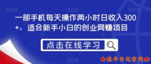 2023一部手机每天操作两小时日收入300+,适合新手小白的创业项目【揭秘】-流年日记