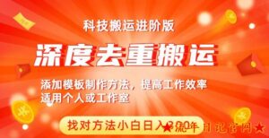 2023中视频撸收益科技搬运进阶版,深度去重搬运,找对方法小白日入300+-流年日记