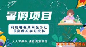 2023利用暑假期间在小红书卖虚拟学习资料,人人可操作的虚拟资源项目【揭秘】-流年日记