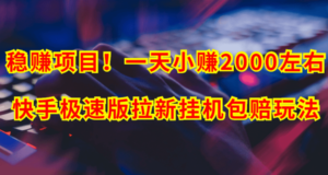 快手极速版拉新挂机包赔玩法,挂机脚本+自动引流+自动裂变系统-流年日记