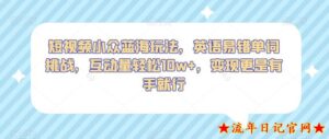 2023短视频小众蓝海玩法,英语易错单词挑战,互动量轻松10w+,变现更是有手就行【揭秘】-流年日记