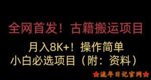 2023全网首发!古籍搬运项目,月入8000+,小白必选项目 (附:资料)-流年日记