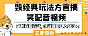 2023毁经典玩法方言搞笑配音视频,多种变现方式,小白轻松日入500+!-流年日记