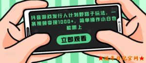 抖音游戏发行人计划野路子玩法,一条视频变现1000+,简单操作小白也能跟上【揭秘】-流年日记