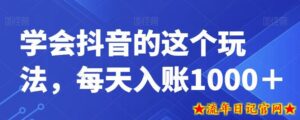 学会抖音的这个玩法,每天入账1000+-流年日记