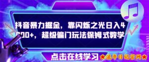 抖音暴力掘金,靠闪烁之光日入4000+,超级偏门玩法保姆式教学-流年日记