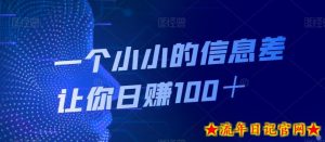 一个小小的信息差让你日赚100+-流年日记