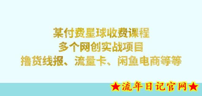 某付费星球课程：多个网创实战项目，撸货线报、流量卡、闲鱼电商等（文档非视频）-流年日记