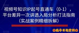 视频号知识IP起号直通车（0-1），平台差异一次讲透入局分析打法指南（实战案例精细拆解）-流年日记