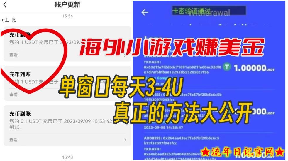 海外小游戏美金项目真正可以达到3-4U单窗口的方法，单台电脑收入300+【揭秘】-流年日记