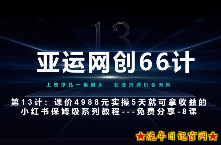 亚运网创66计第13计：小红书实战系列，只需5天即可完全上手-系列10节课第8课–秘笈3式建立专属爆款选题库–高杠杆+嚼碎喂嘴里-流年日记