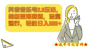 抖音音乐号2.0玩法，超级蓝海赛道，流量爆炸，轻松日入500+-流年日记