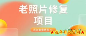 老照片修复项目简单粗暴日入500+，0成本，低风险-流年日记