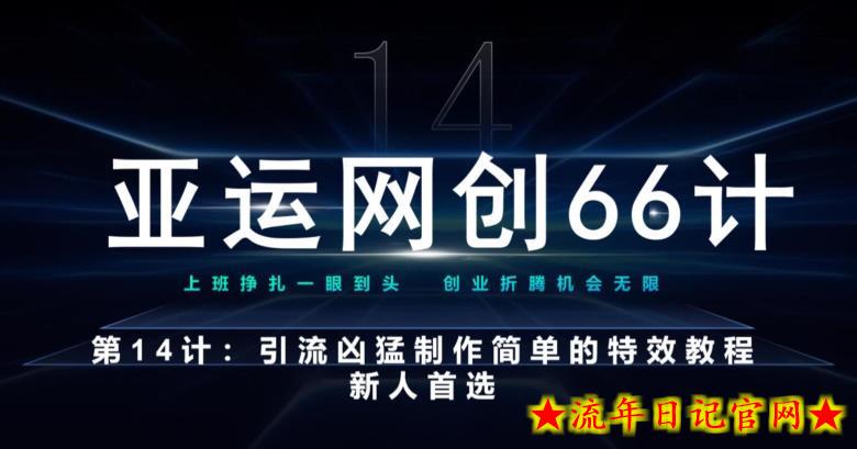 亚运网创66计第14计：引流凶猛制作简单的特效教程，新人首选，流量挡不住-流年日记