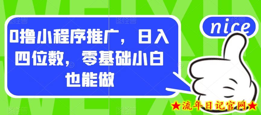 0撸小程序推广，日入四位数，零基础小白也能做【揭秘】-流年日记