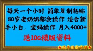每天一个小时简单复制粘贴，80岁老奶奶都会操作，适合新手小白，宝妈操作月入4000+-流年日记
