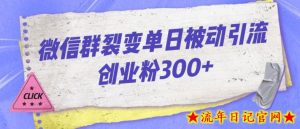 微信群裂变单日被动引流创业粉300【揭秘】-流年日记