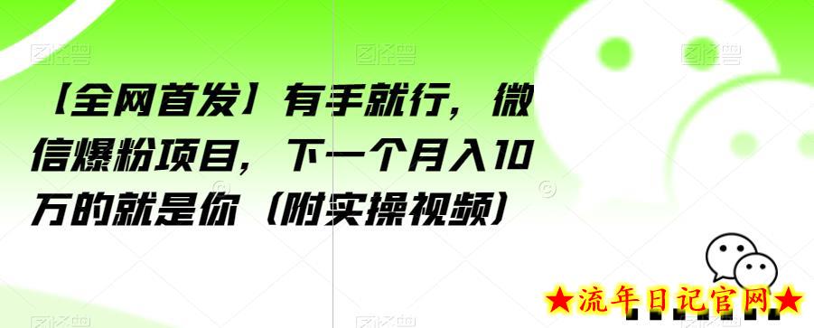 【全网首发】有手就行，微信爆粉项目，下一个月入10万的就是你（附实操视频）【揭秘】-流年日记