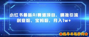 小红书最新AI赛道项目,精准引流创业粉、宝妈粉,月入1w+-流年日记