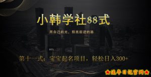 小韩学社88式第十一式:《宝宝起名》项目,轻松日入300+-流年日记