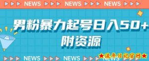 男粉暴力起号,合法合规,非常高利润的项目-流年日记
