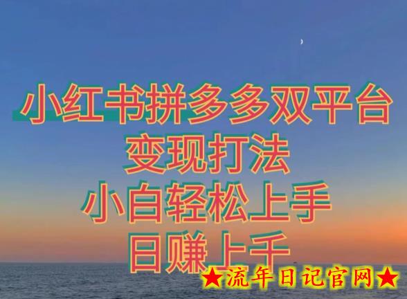 拼多多小红书双平台变现打法，小白轻松上手-流年日记